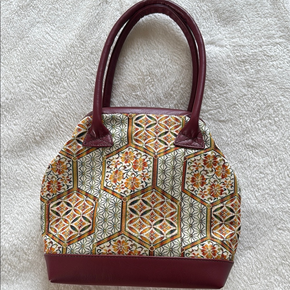 Japanese Bold Red and Orange Geometric Shoulder bag. Beautiful